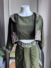 Kirti Handwork Skirt With Jacket Style - Green