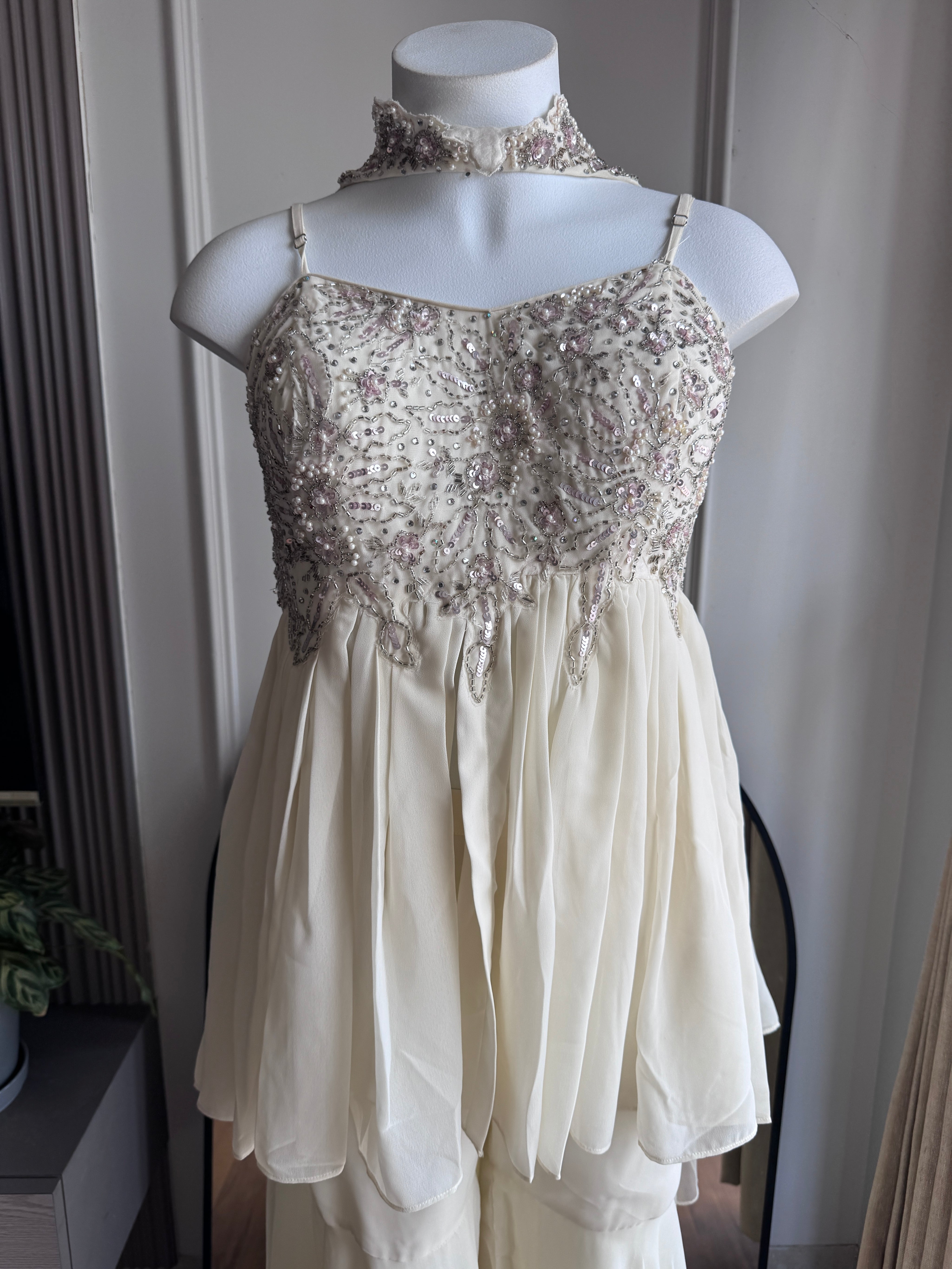 Jenna Handwork Sharara Dress- White