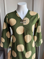 Saloni Polka Dot  Cotton Pocket  Coords- Green