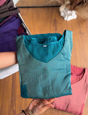 Pinki Tissue Striped With Mul Chanderi Dress- Blue