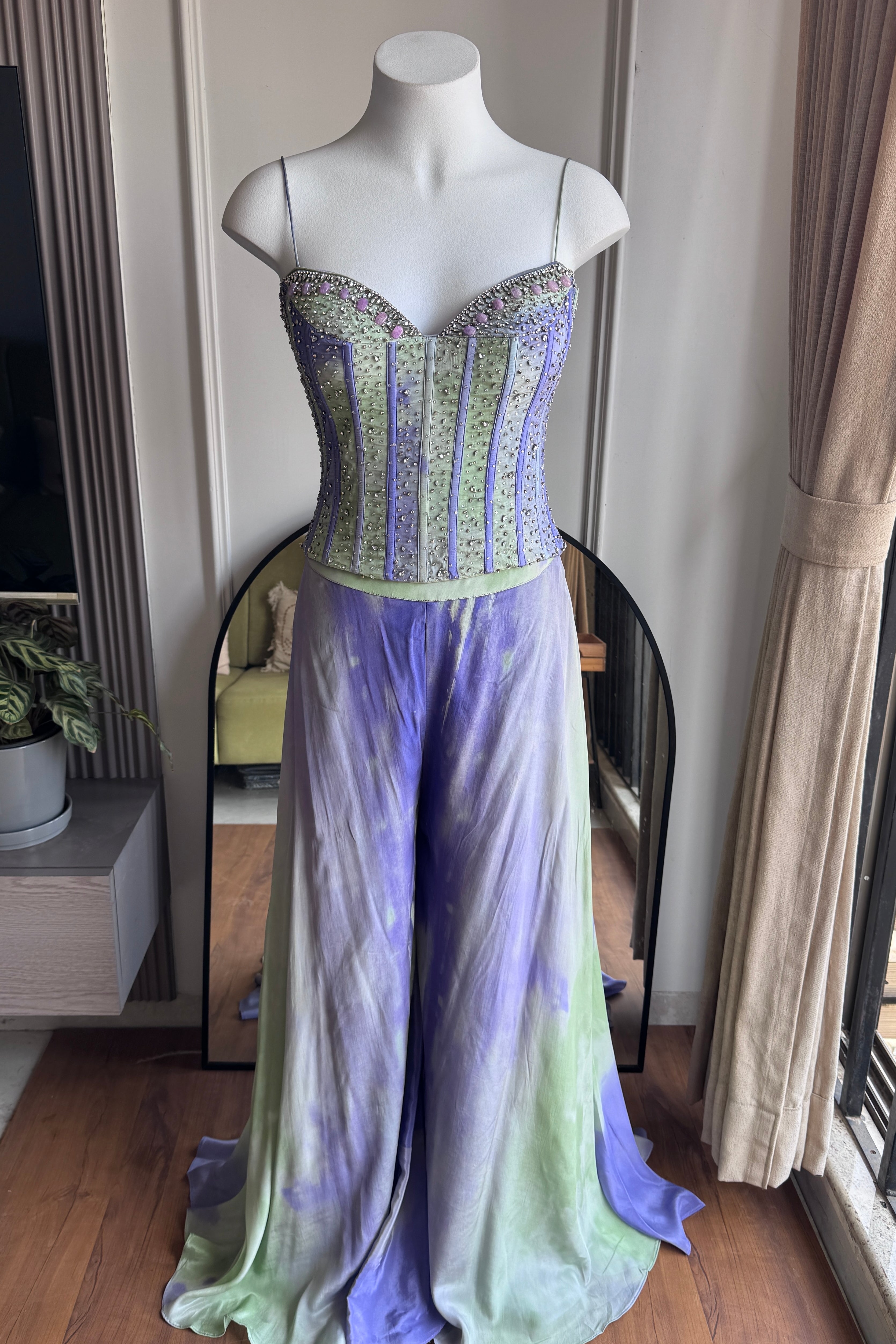 white christmas dresses Antique Gold Indo-Western Mermaid Gown With Handcrafted Beaded Corset & Flowing Cape 34 main image 0
