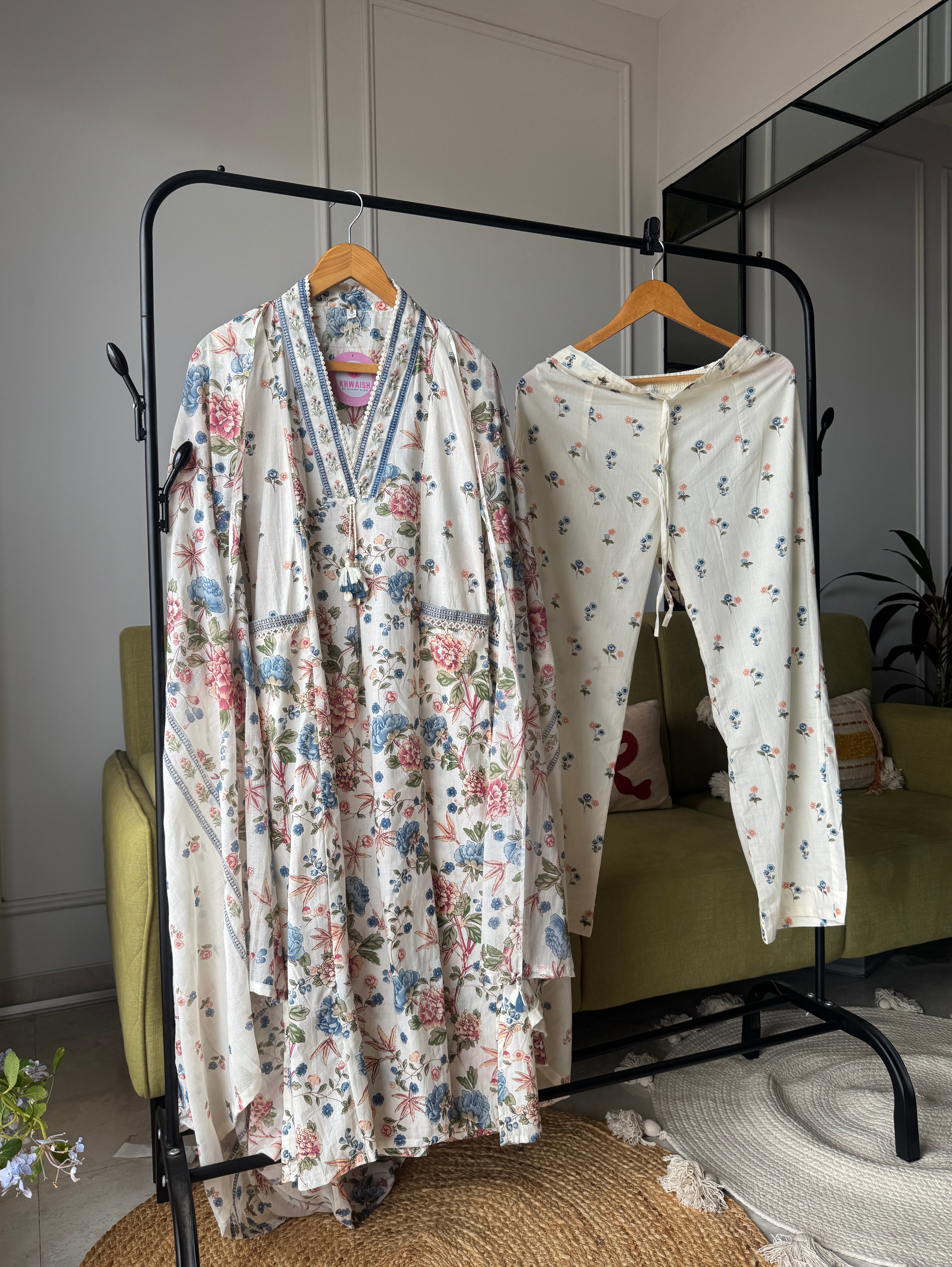 Hetali Bell Sleeves Floral Side Cut Dress
