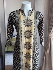 Atissa Abstract Printed Mul Cotton Dress-Black