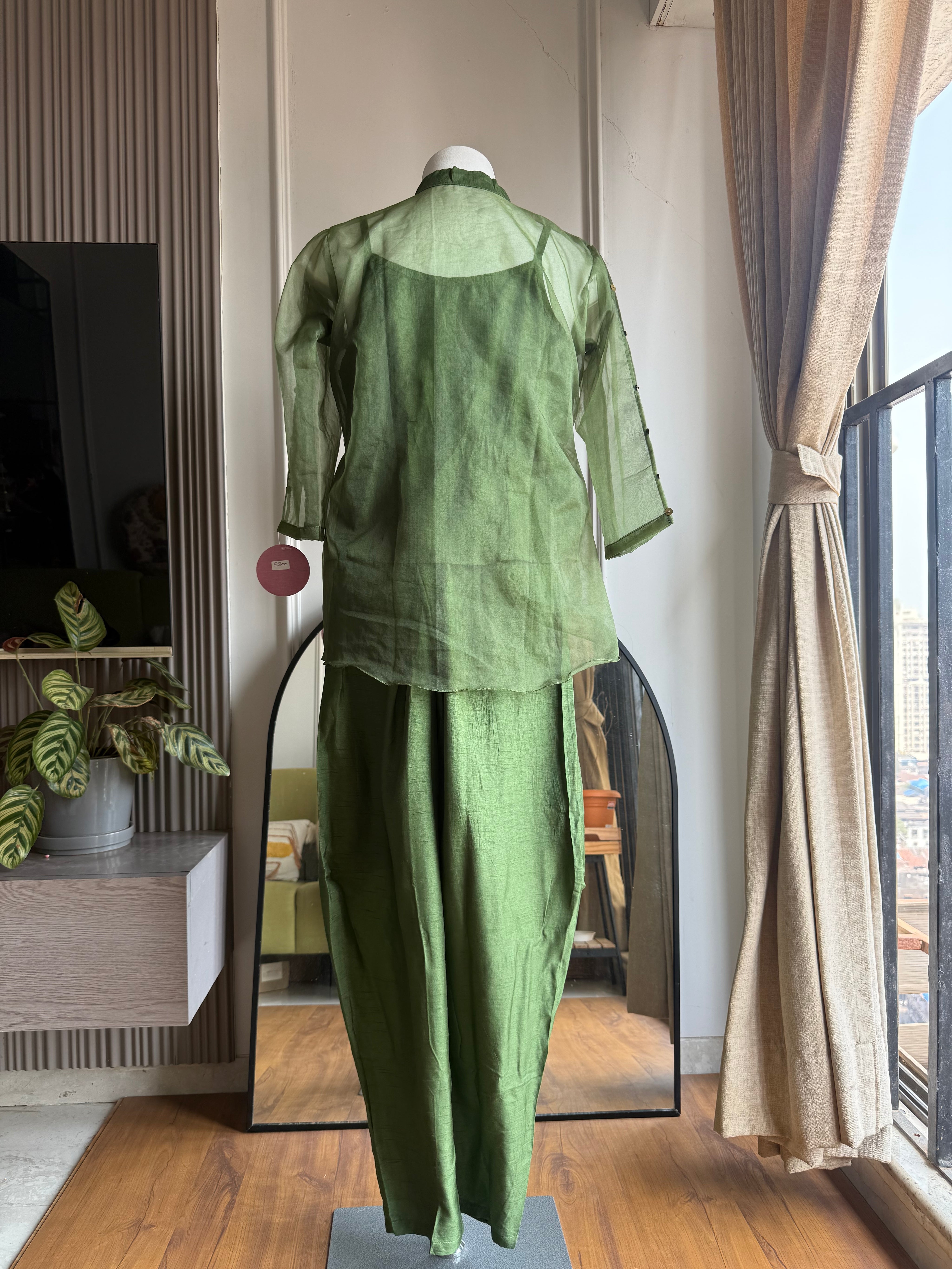 Monali  short top with pant- Green