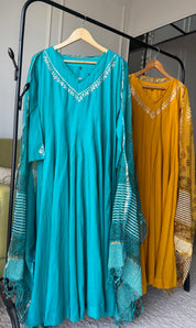 Harshi Mul Cotton Zari Work Dress