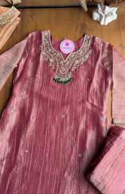 Saumya Green Emerald Hand Work Dress- Pink
