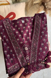 Niyati Cotton Anarkali Dress-Wine