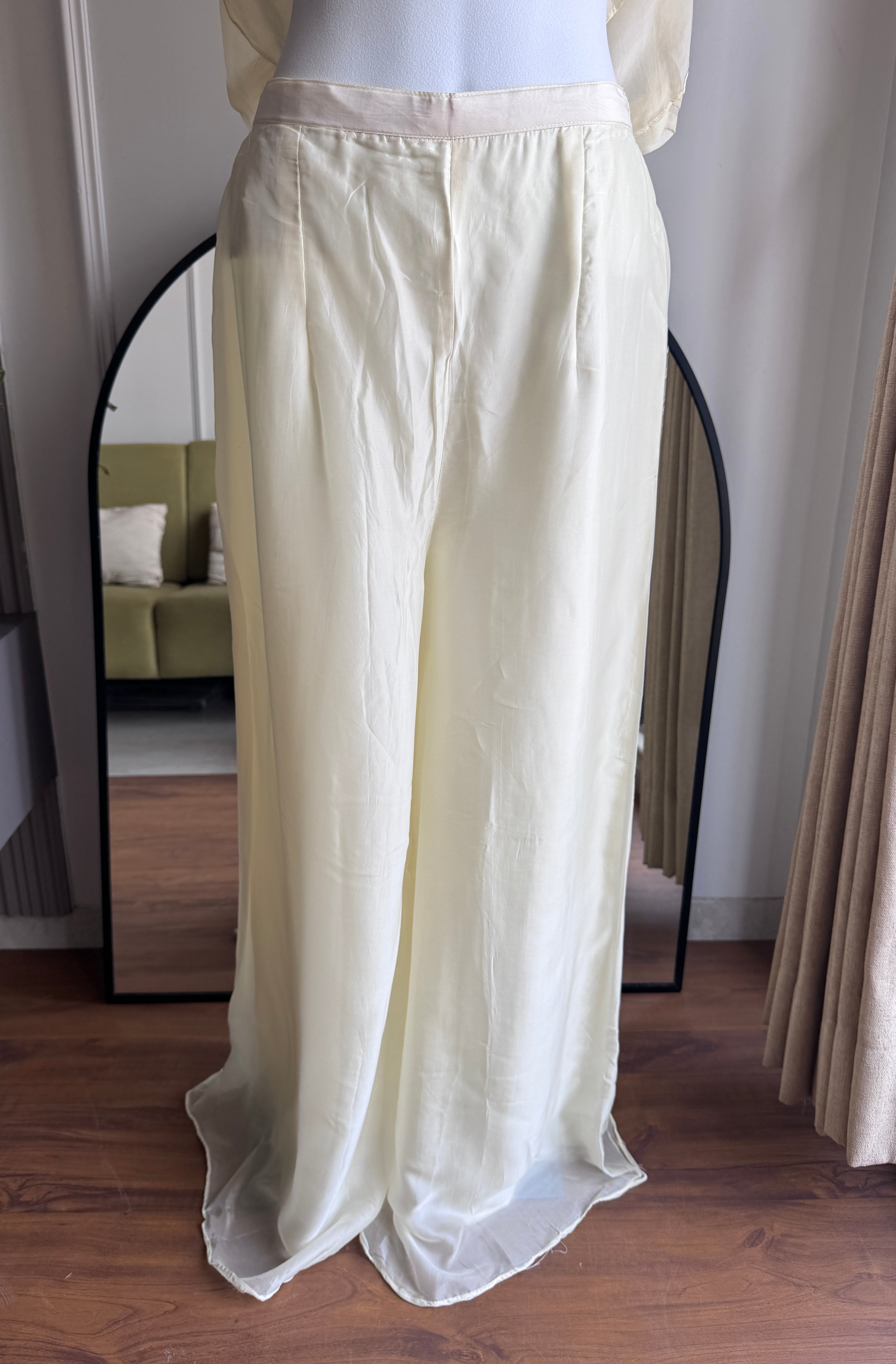 Jinal Handwork With Flarry Plazzo Coord Set - Ivory (Make to Order)