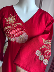 Purti Handwork Dress- Red