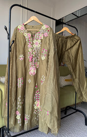 Milly Embroided Dress- Green