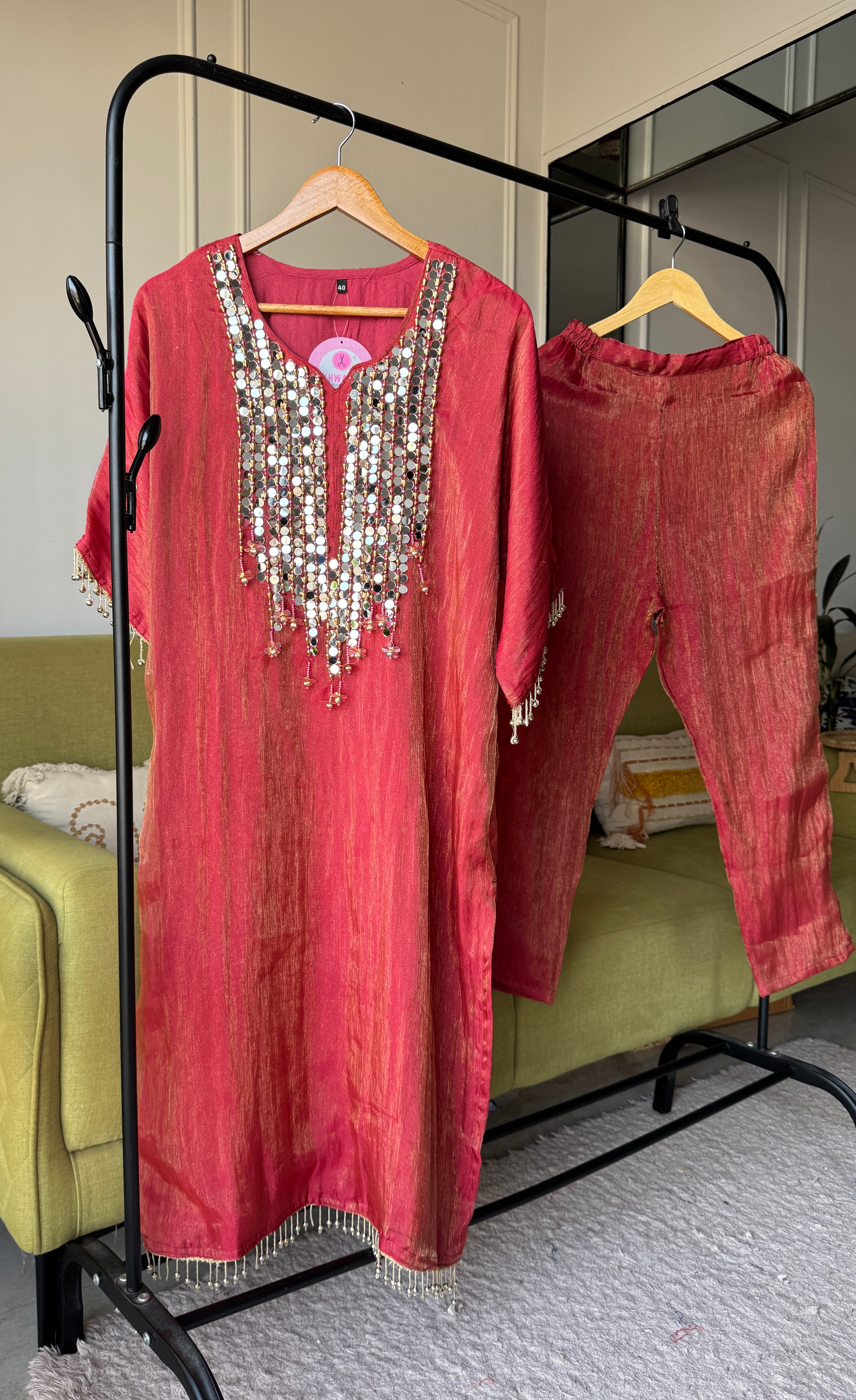 Rajini Tissue Shimmer Handwork Coord Set