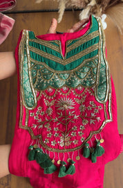Shanaya Handwork Mul Chanderi With Tissue Stripe Dress- Pink