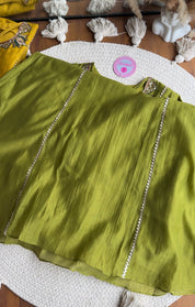 Pooja Necklaces Mul Chanderi Dress-Green