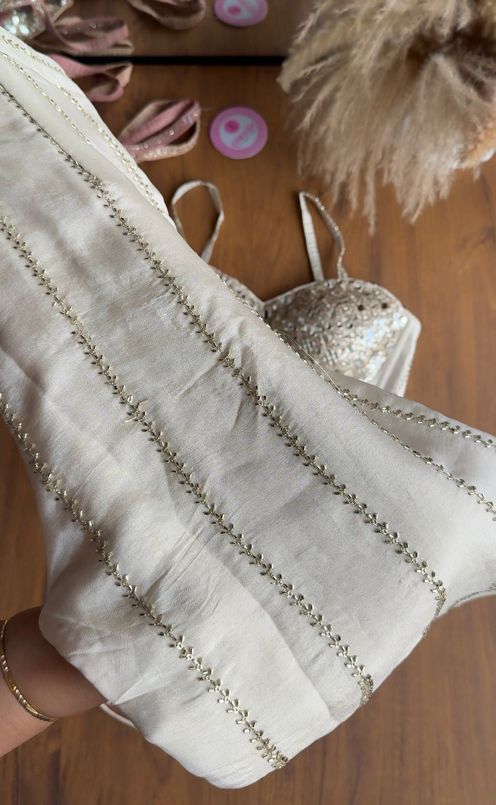 Dazzle Corset Top With Bell Bottoms Pants Full Handwork (Make to Order)