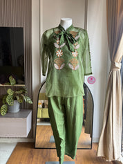 Monali  short top with pant- Green