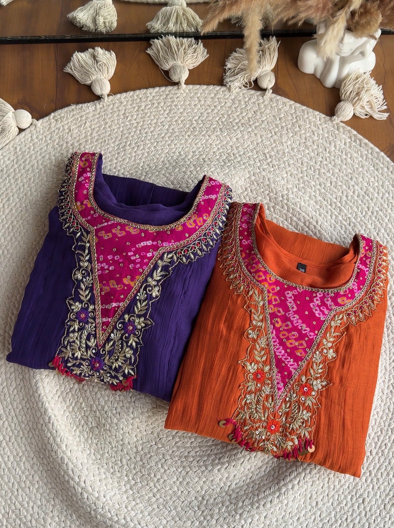 Roshini Bandhej Anarkali Dress- Purple