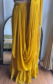 Sarthi Handwork Draped Sare  With Plazzo Set- Yellow