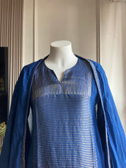 Ravina Tissue and mul Chanderi Aline dress- Blue
