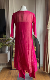 Ravina Tissue and mul Chanderi Aline dress- Pink