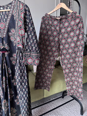 Usha Ajrakh  Cotton Dress- Black