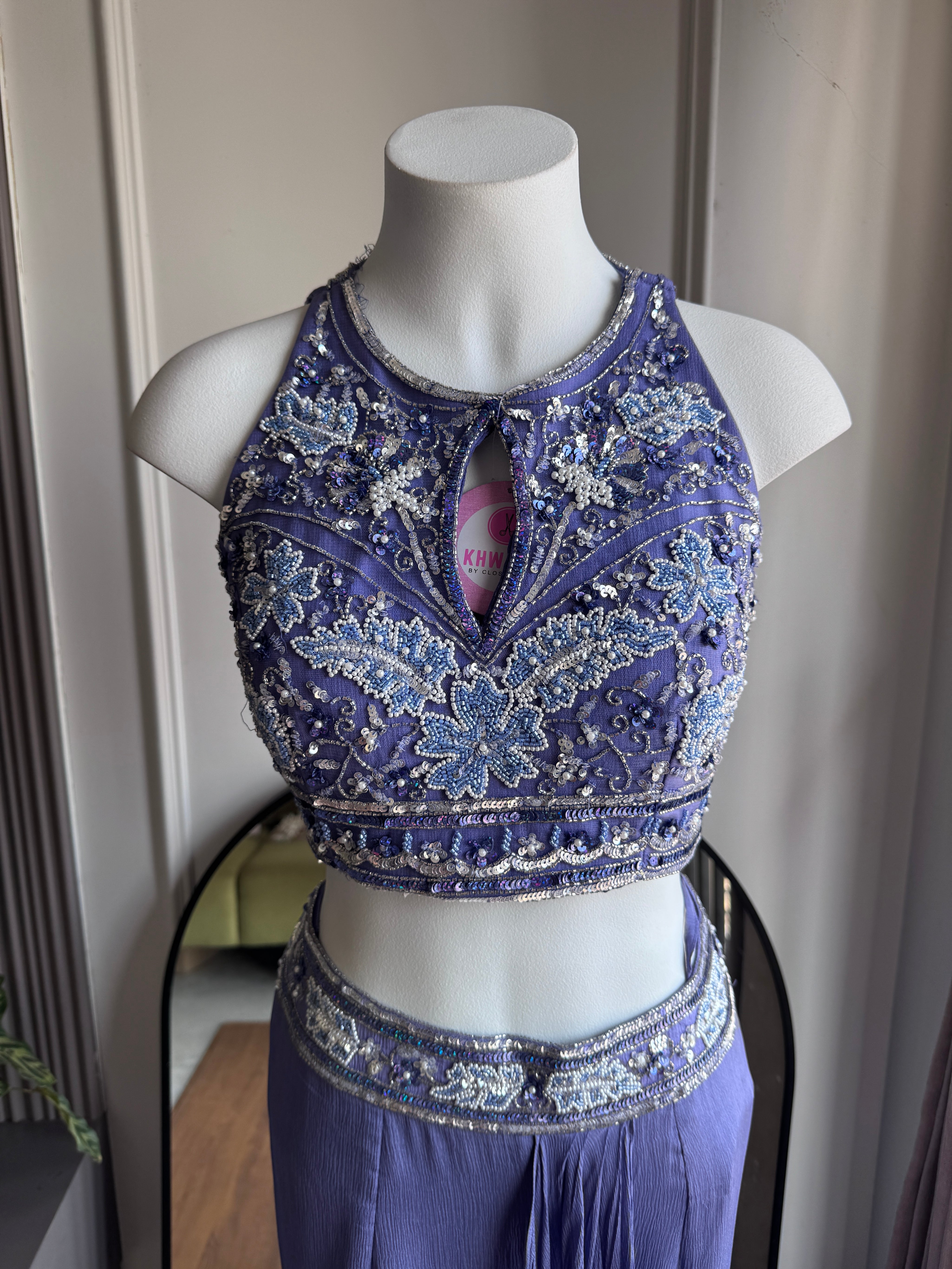Gita Handwork Drape Saree Set- Lavender