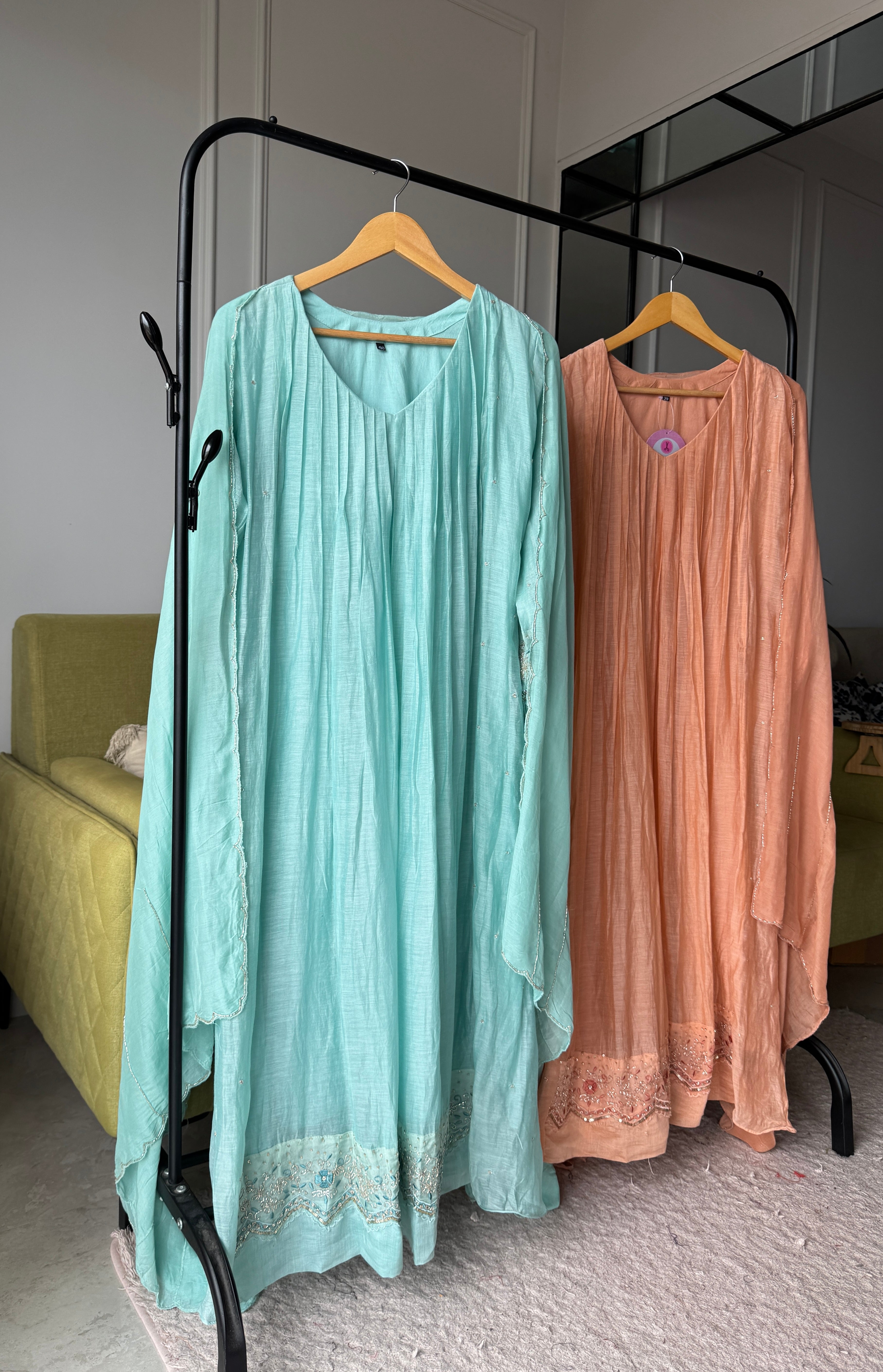 Priyanka Mul Chanderi Pleated Handwork Dress