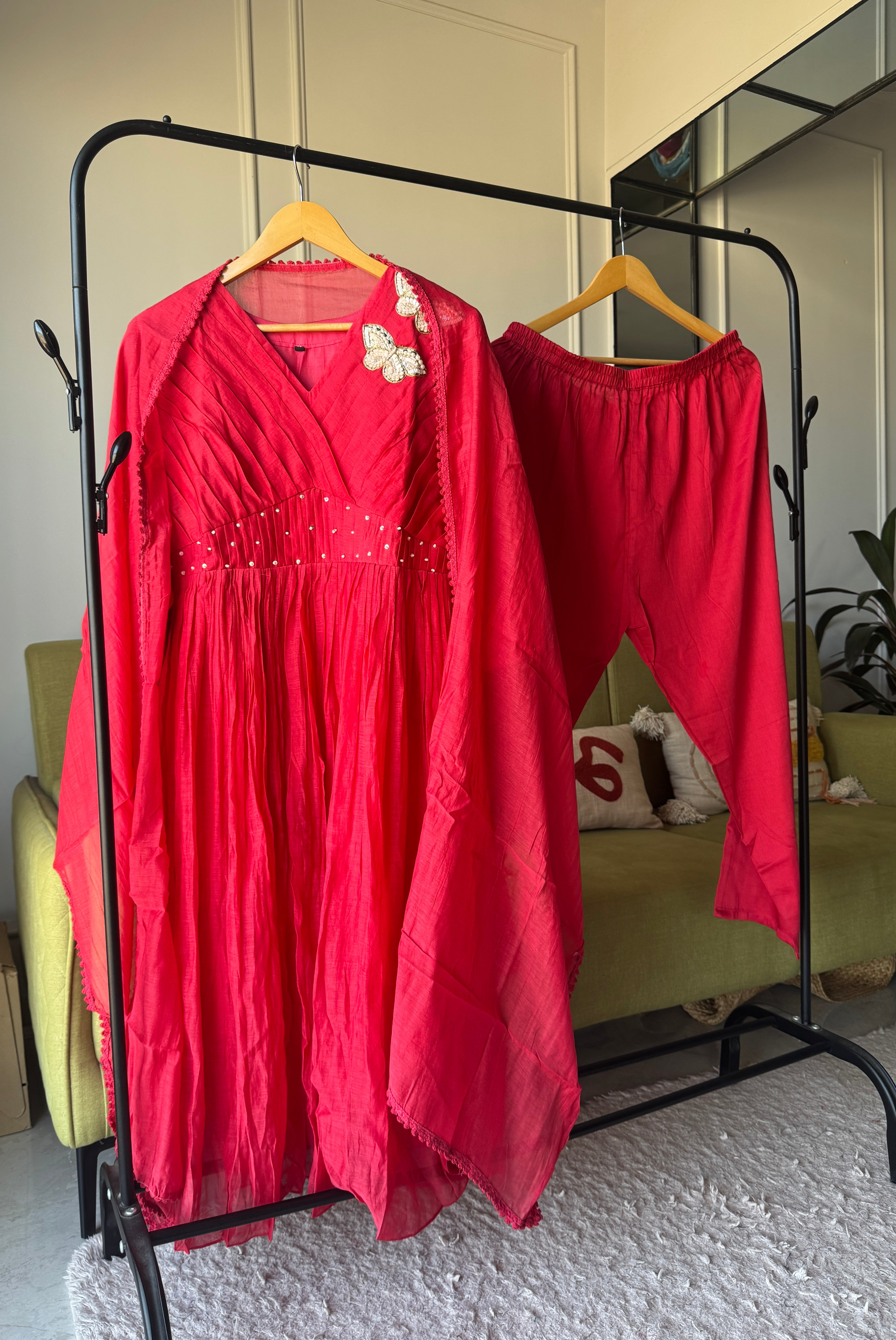 Butterfly mul chanderi Aline dress