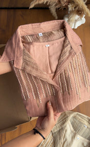 Ritu Sequins Coord Set- Peach
