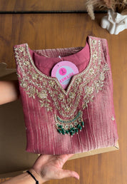 Saumya Green Emerald Hand Work Dress- Pink