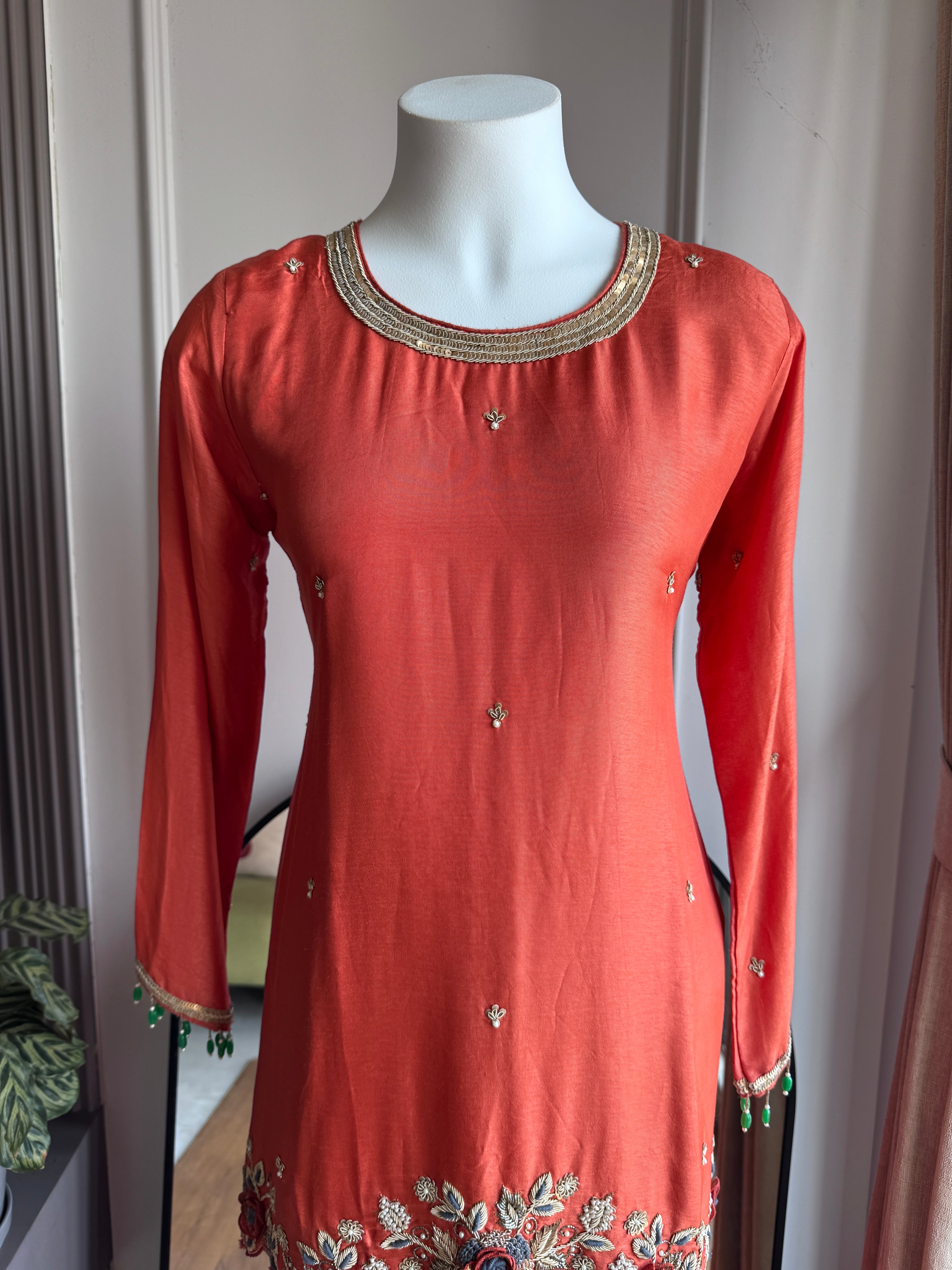 Khyati Handwork Dress- Rust