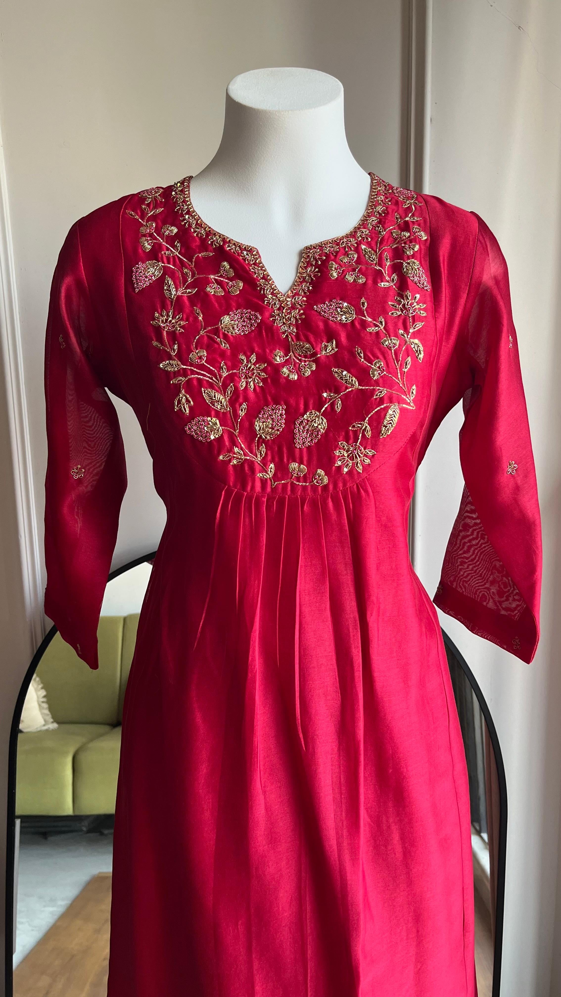 Savitri Handwork Dress- Red