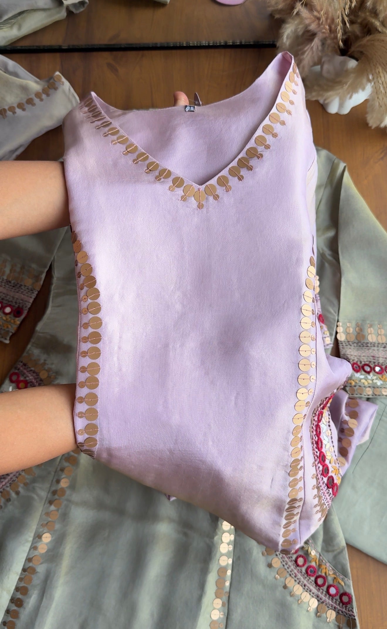 Rashi Handwork Tissue Dress- Pink