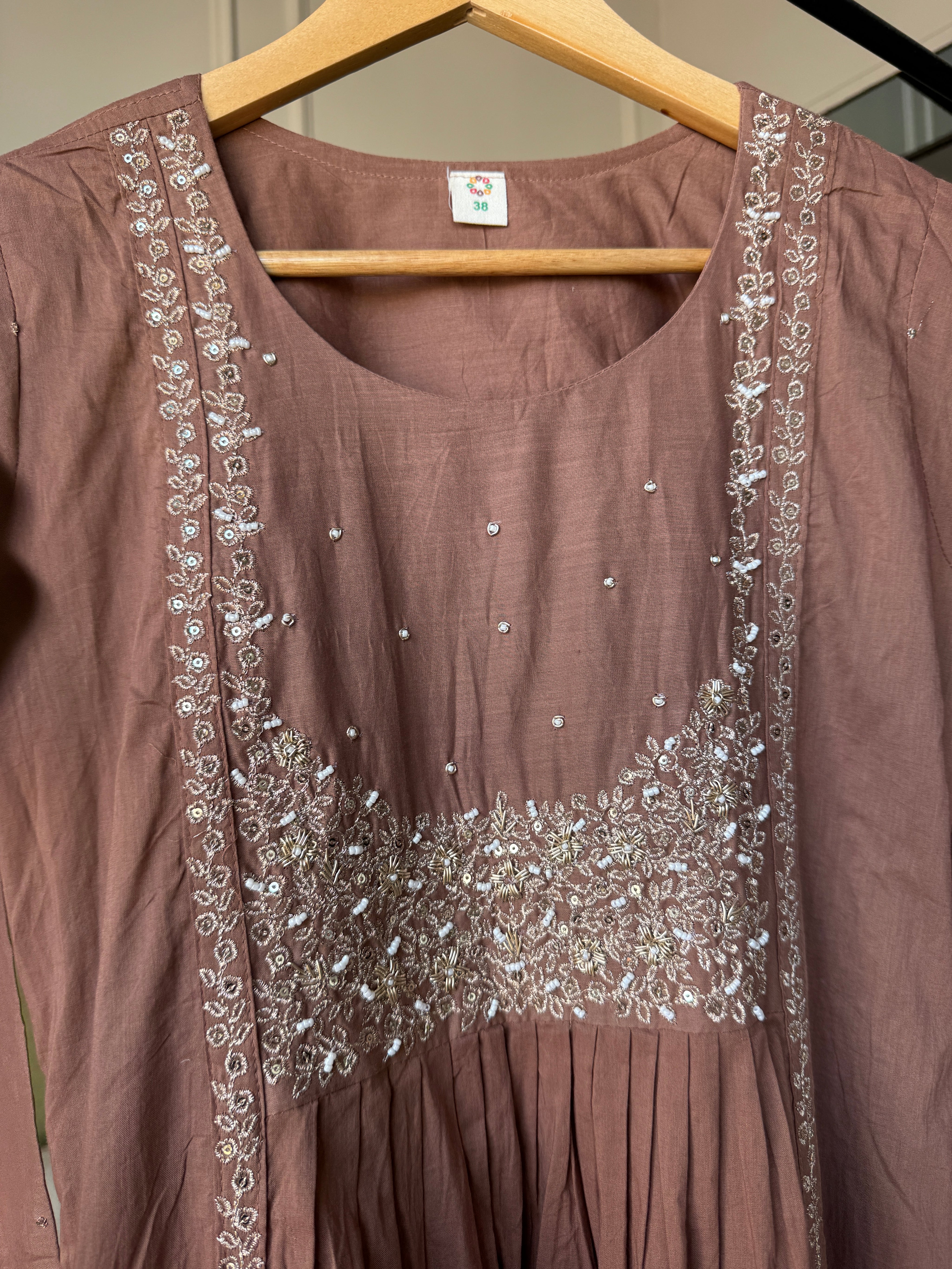 Shubhangi Handwork Dress- Chocolate Brown