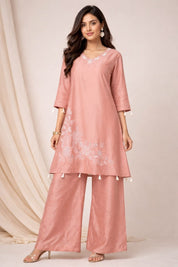 Janki Organza  Coord Set- Peach (Make to Order)