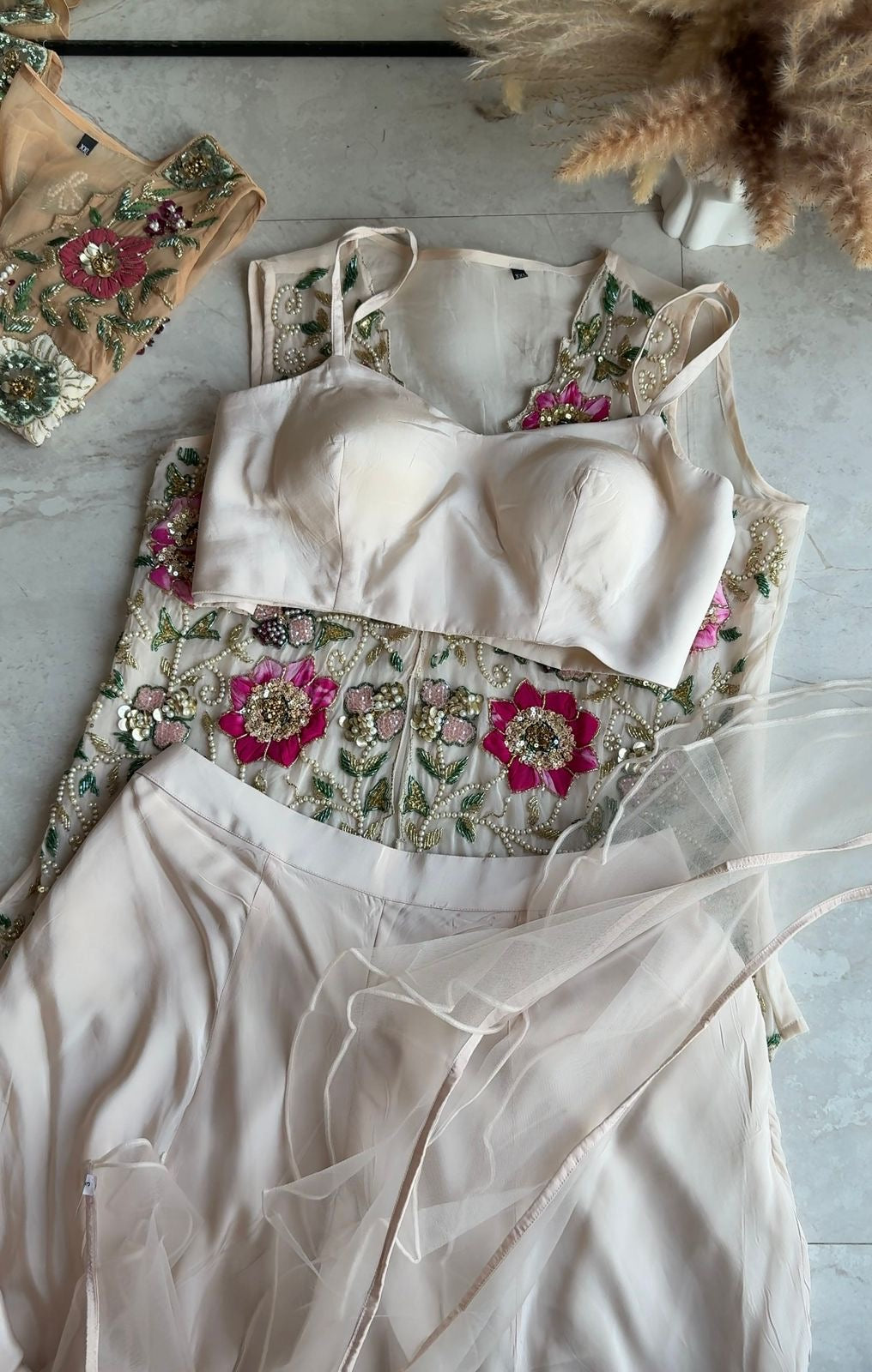 Payal Handwork Handwork Jecket With Padded Top And Super Flare Plazzo