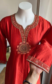 Nayra Handwork With Farshi Pant  Dress- Rust