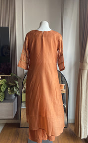 Sara Mul Chanderi Handwork Dress - Peach(Preorder 5 days )