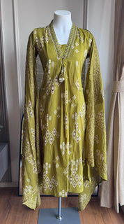 Rooh Cotton Print Dress- Green
