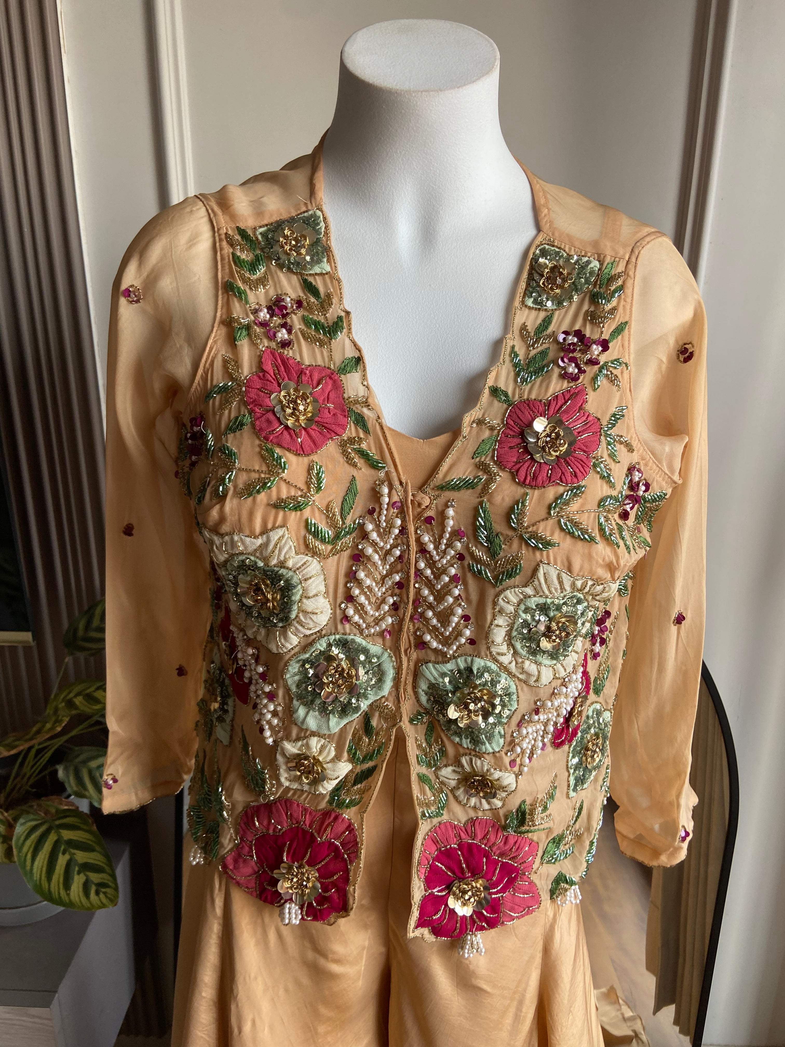 Payal Handwork Jacket With Padded Top And Super Flare Plazzo