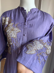 Sampada Applique Patchwork Dress- Lilac