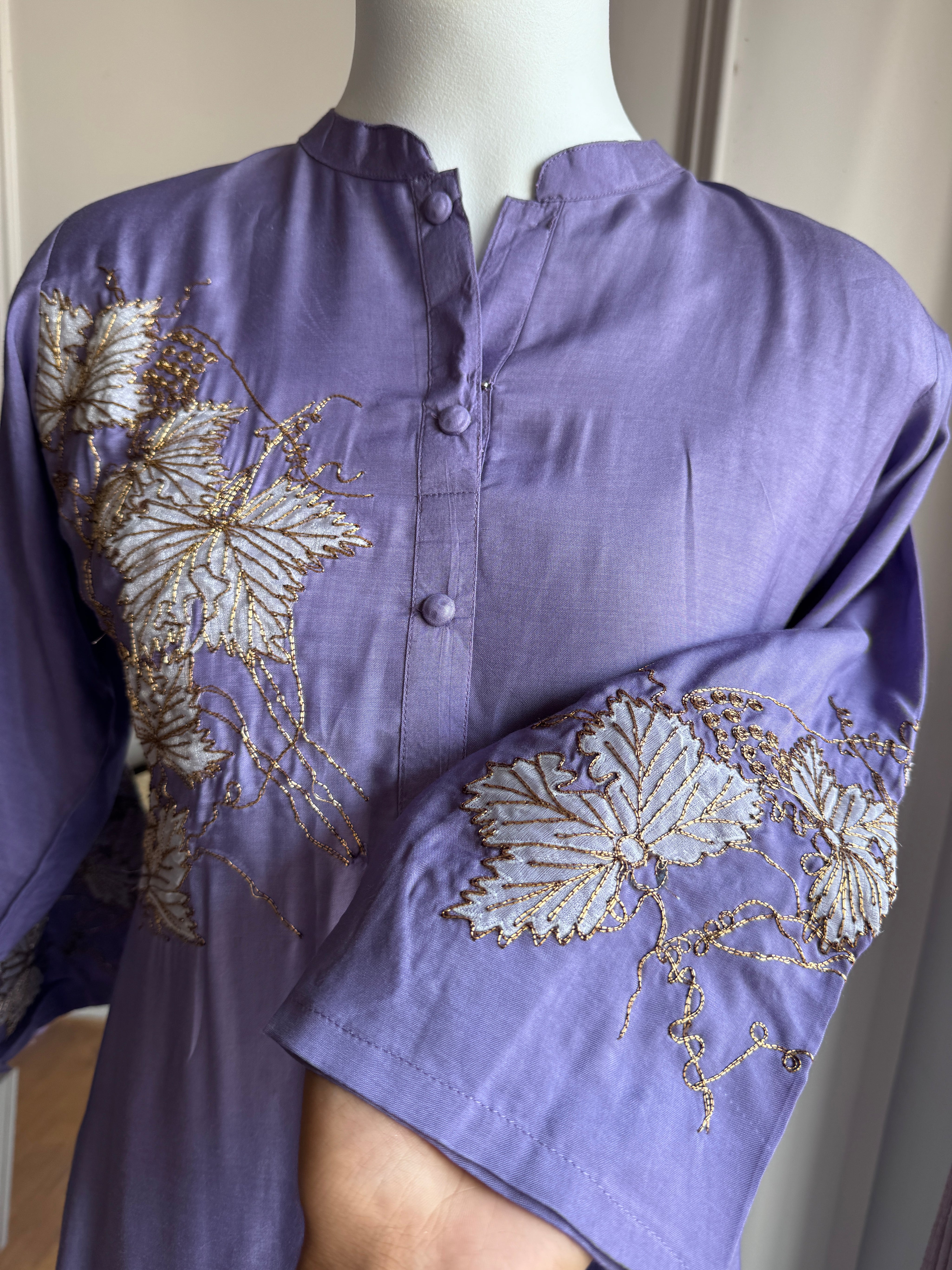 Sampada Applique Patchwork Dress- Lilac