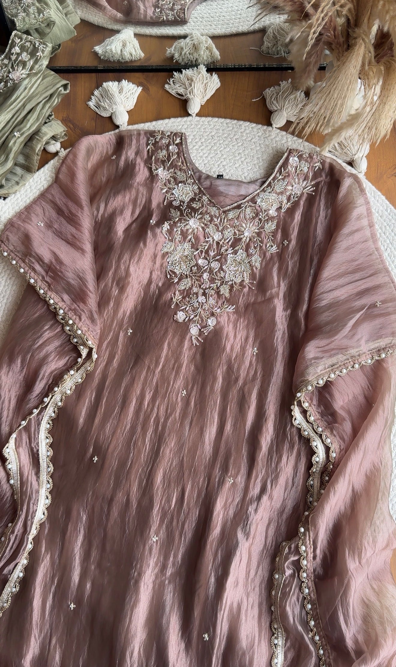 Kirthana Handwork Kaftan- Brown