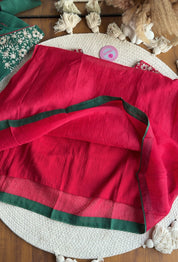 Sima Handwork Mul Chanderi Dress- Red