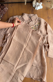 Vani Silk Coord Set- Peach