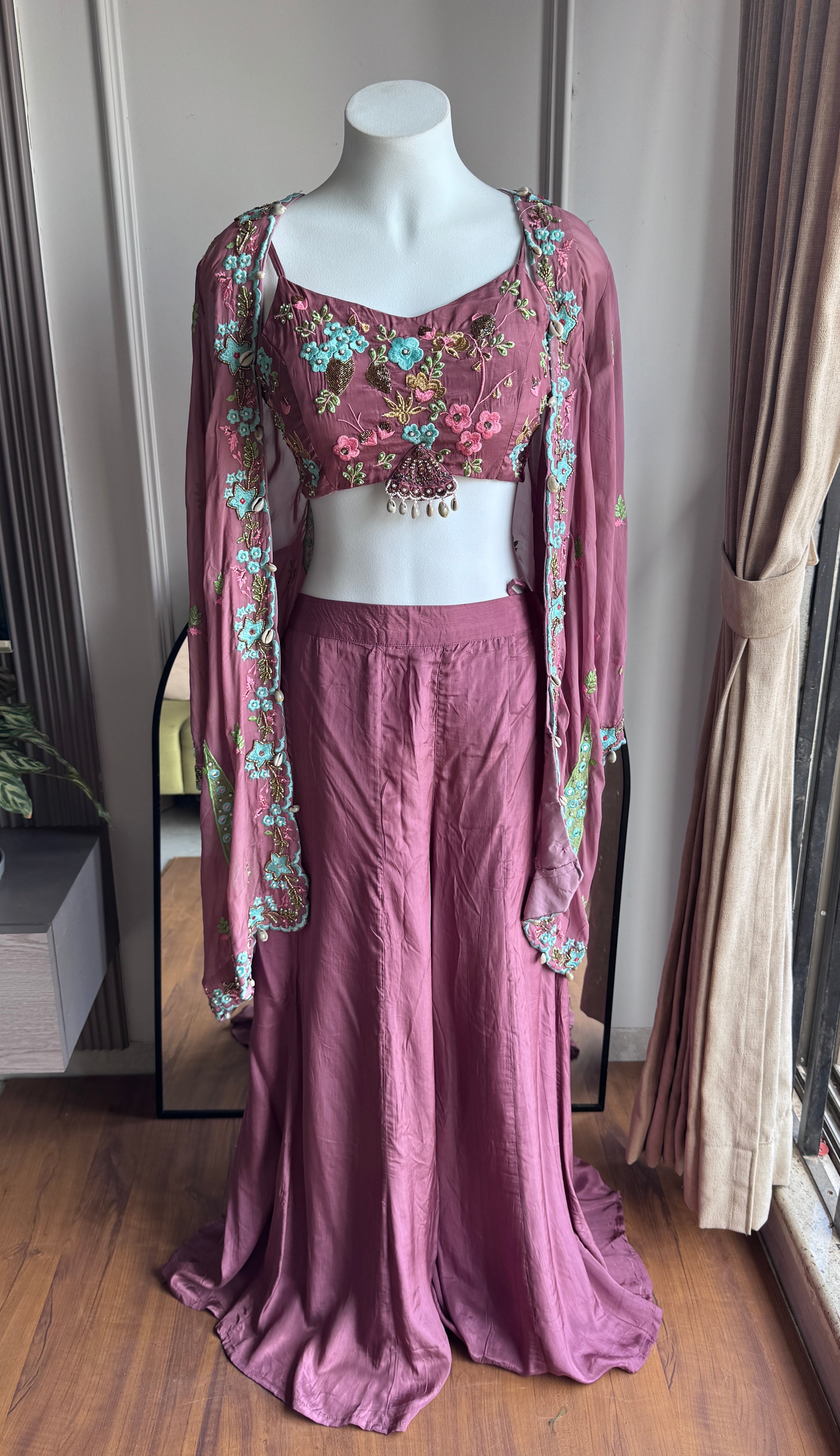 Sneha Handwork Jacket With Padded Top And Super Flare Plazzo - Gajar