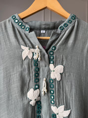 Prisha Mul Chanderi Patchwork Mirror Work Dress