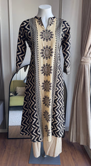 Atissa Abstract Printed Mul Cotton Dress-Black