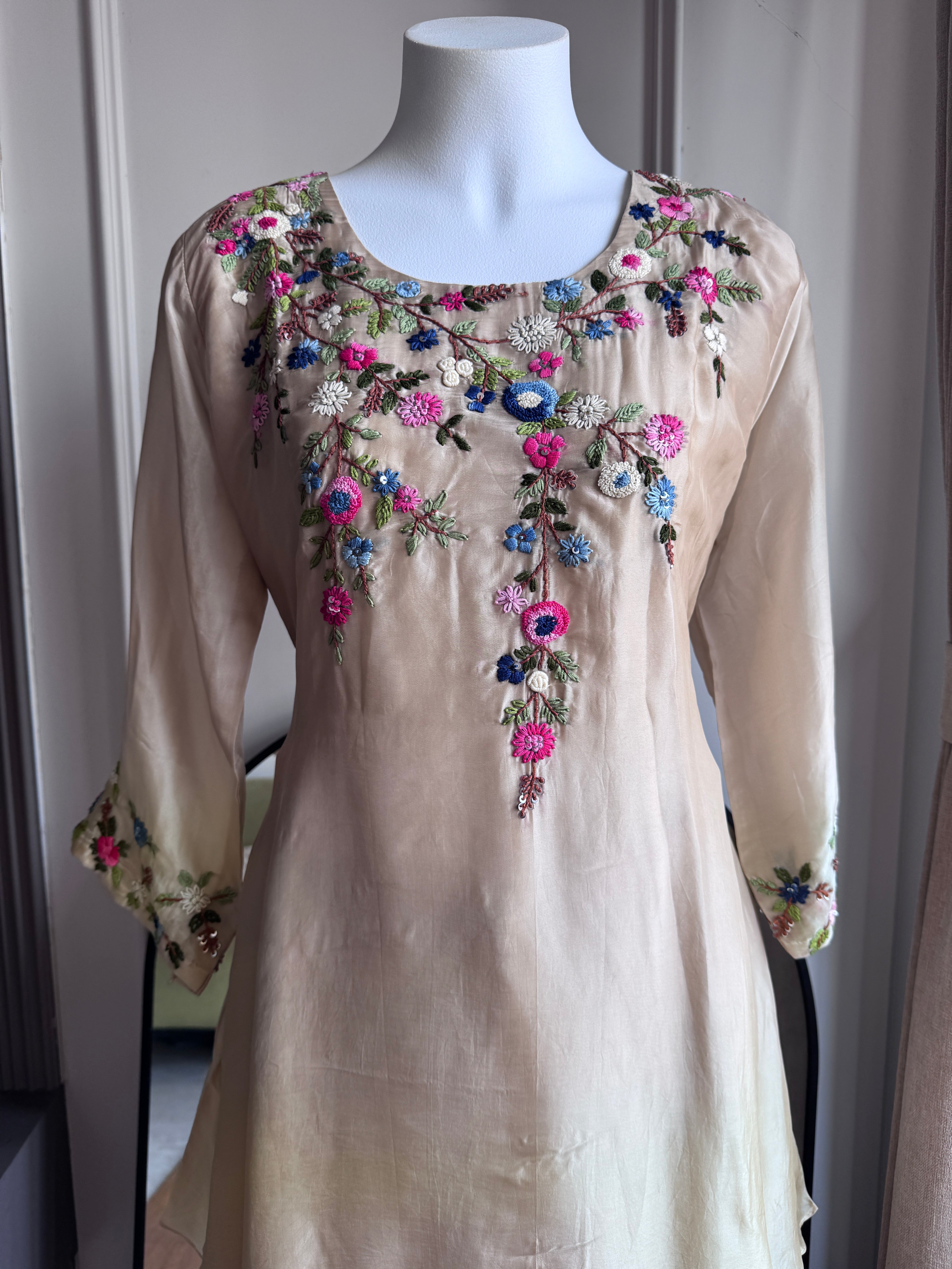 Devika Embroided Dress- Ivory (Make to Order)