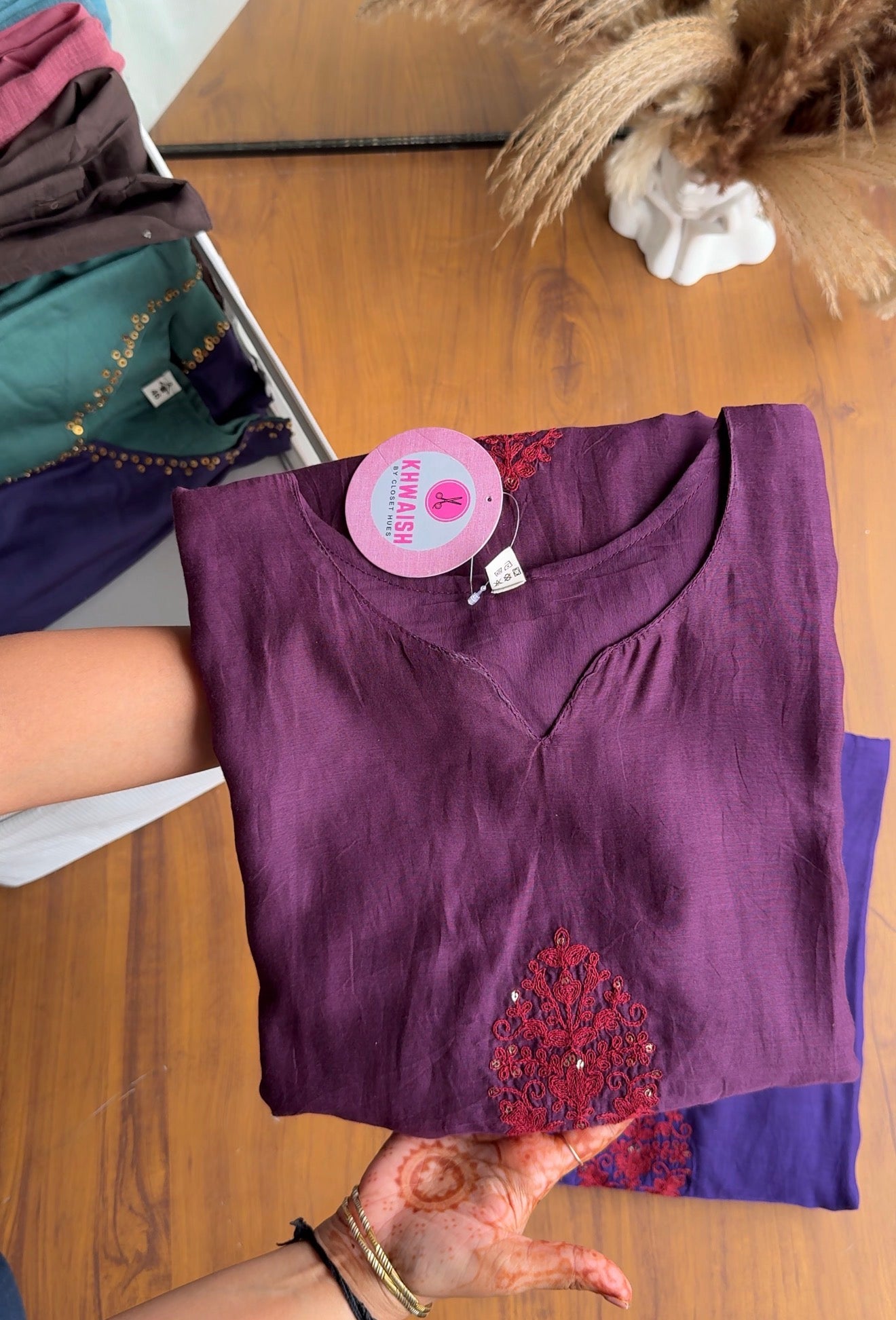 Swini Mul Chanderi Aline Dress- Wine