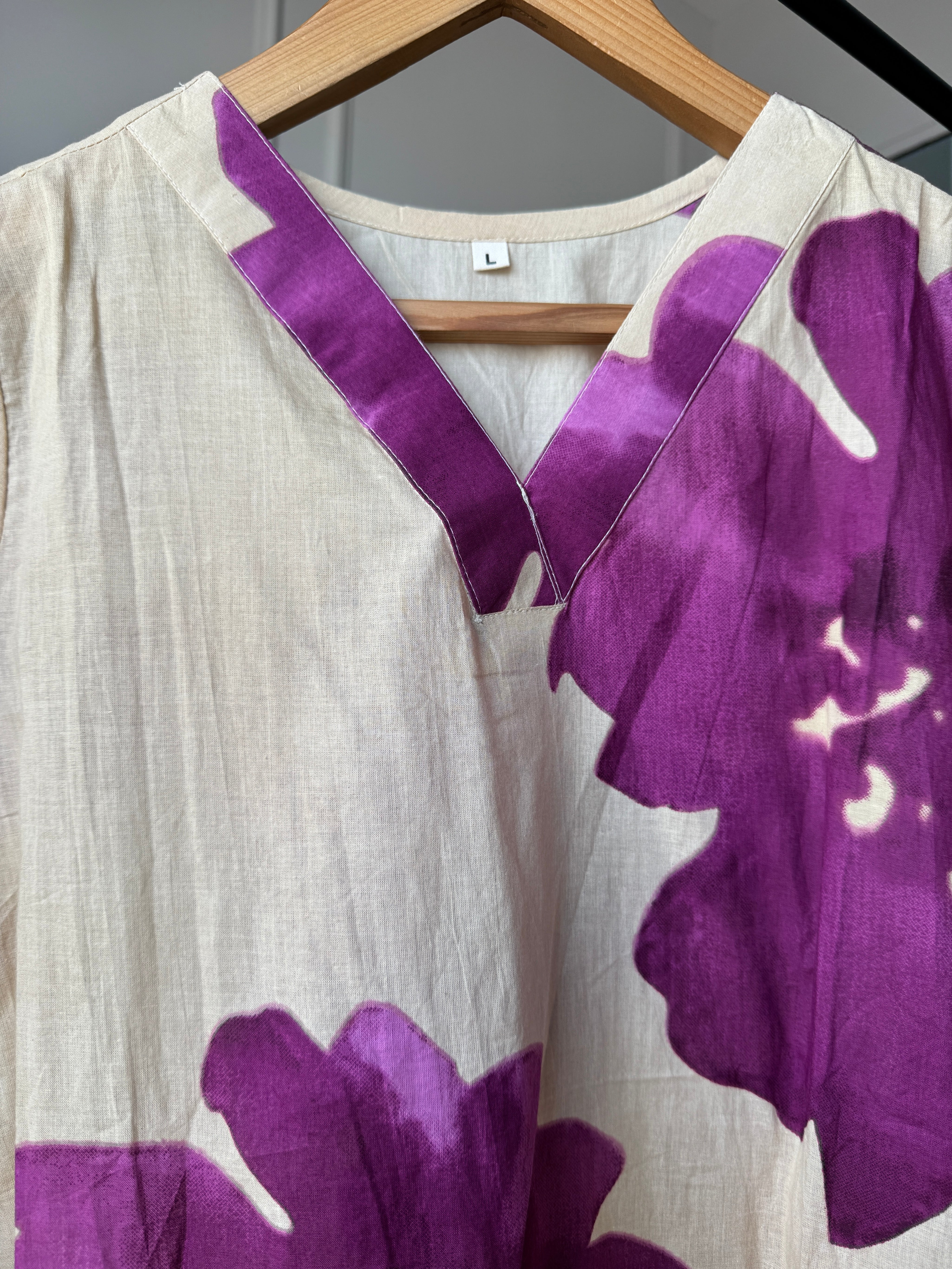 Abstract Cotton Dress- Purple